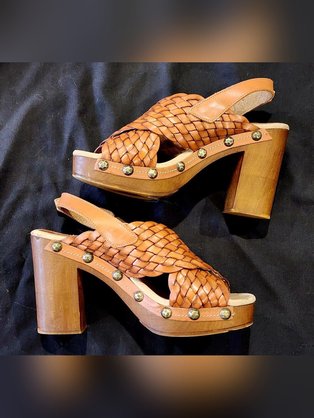 CALIFORNIANS | Vintage Josie - Woven Leather Platform Sandals | Size 8.5 (39 EU)